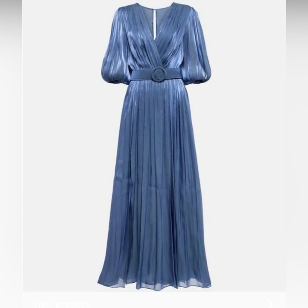 COSTARELLOS women’s blue brennie pleated woven maxi dress